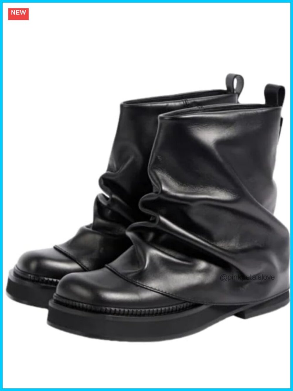 Women's Slouchy Ankle Boots Fold Over Round Toe Pull On Chunky Low Heel